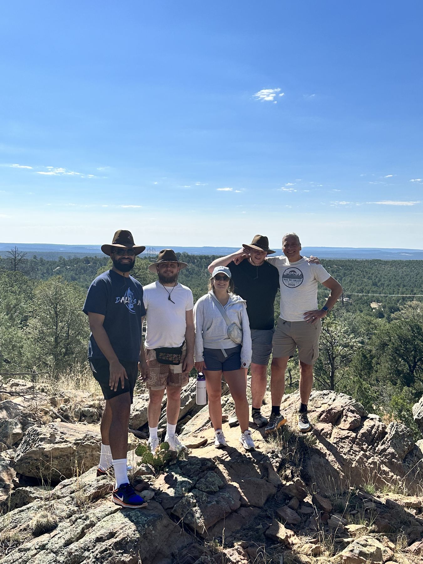 The family gathered at an overlook in the high desert near Santa Fe